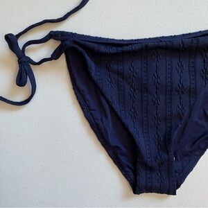 Andie Navy Blue Embroidered String Bikini Bottom Size XL Swimwear NWT